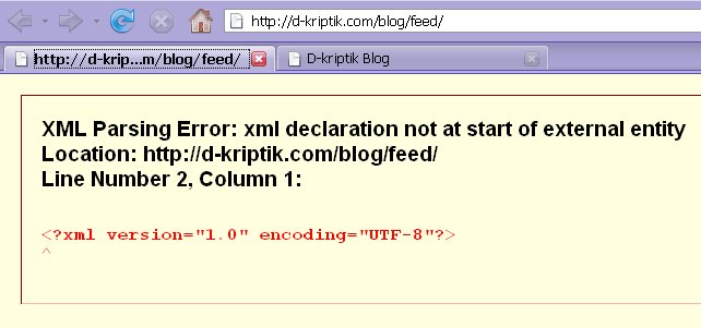 Screenshot of broken feed in Firefox 2