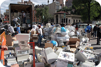 Pile of junked electronics