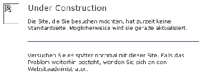 Generic under construction web page of potential sender machine rendered in Firefox