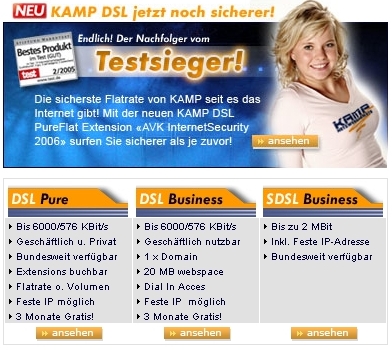Snippet from Kamp web site rendered in Firefox.